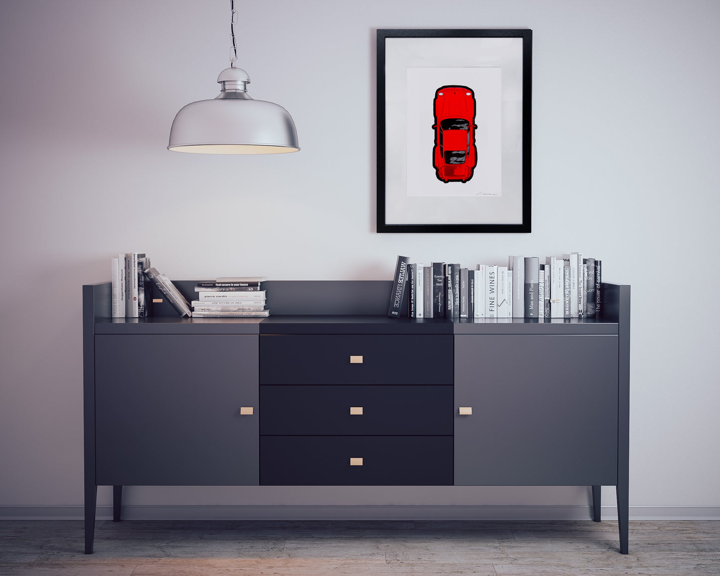 Red Fluorescent Porsche 930 Turbo - 1 /1 - Screen Print