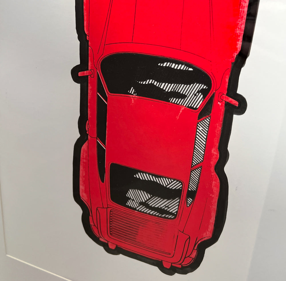 Red Fluorescent Porsche 930 Turbo - 1 /1 - Screen Print
