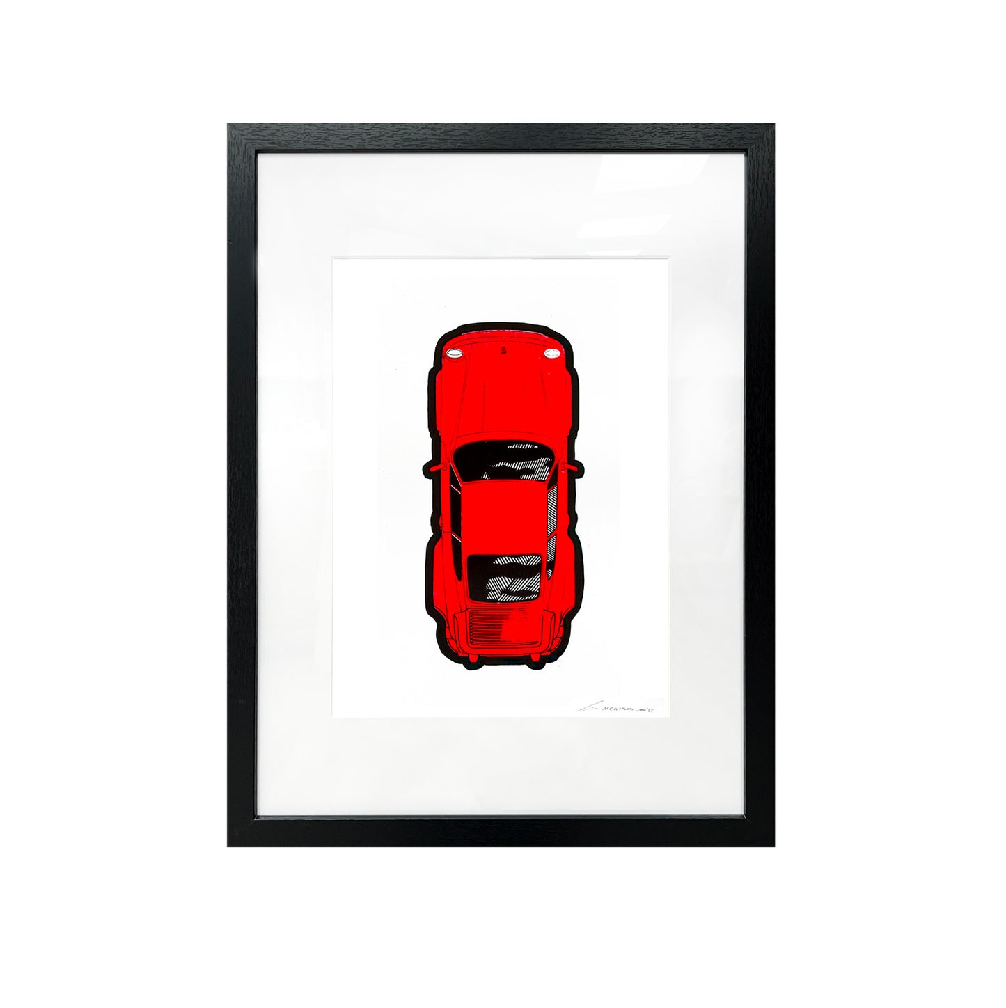 Red Fluorescent Porsche 930 Turbo - 1 /1 - Screen Print