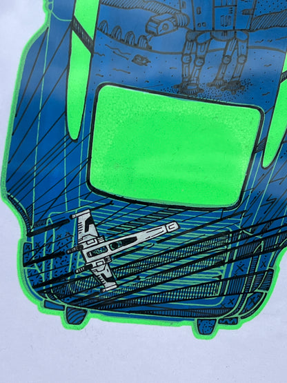 Porsche 911 Turbo - Screen Print Fluorescent Green/Blue StarWars