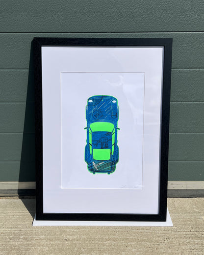 Porsche 911 Turbo - Screen Print Fluorescent Green/Blue StarWars
