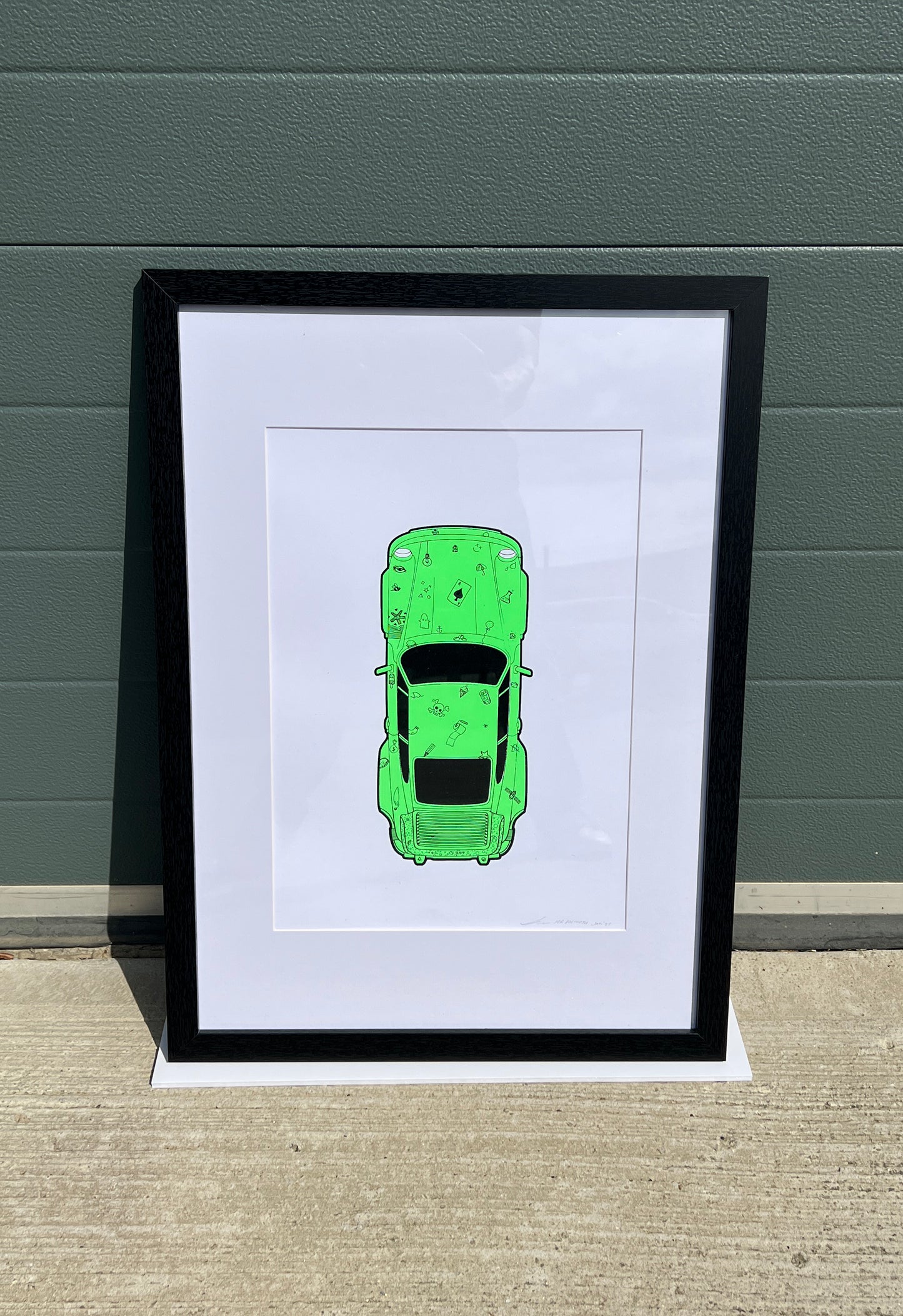 Porsche 911 Turbo - Screen Print Fluorescent Green with Icons