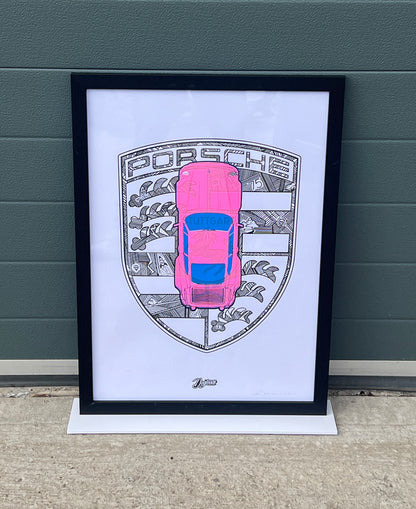 Porsche 911 Turbo - Screen Print Logo with Blue/Pink