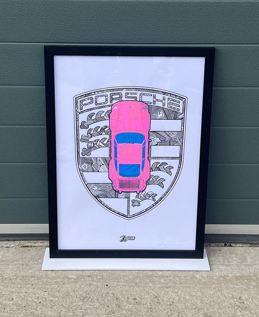Porsche 911 Turbo - Screen Print Logo with Blue/Pink