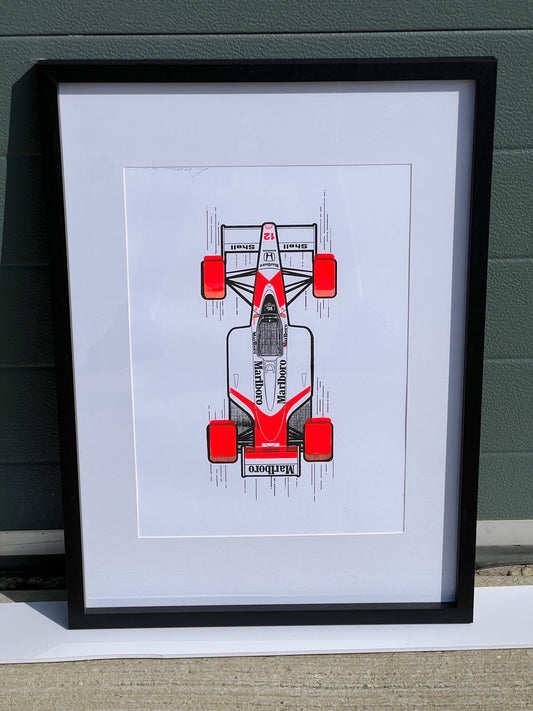 McLaren MP4/4 - Screen Print Fluorescent Red Moving