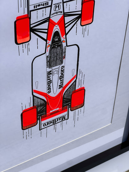 McLaren MP4/4 - Screen Print Fluorescent Red Moving
