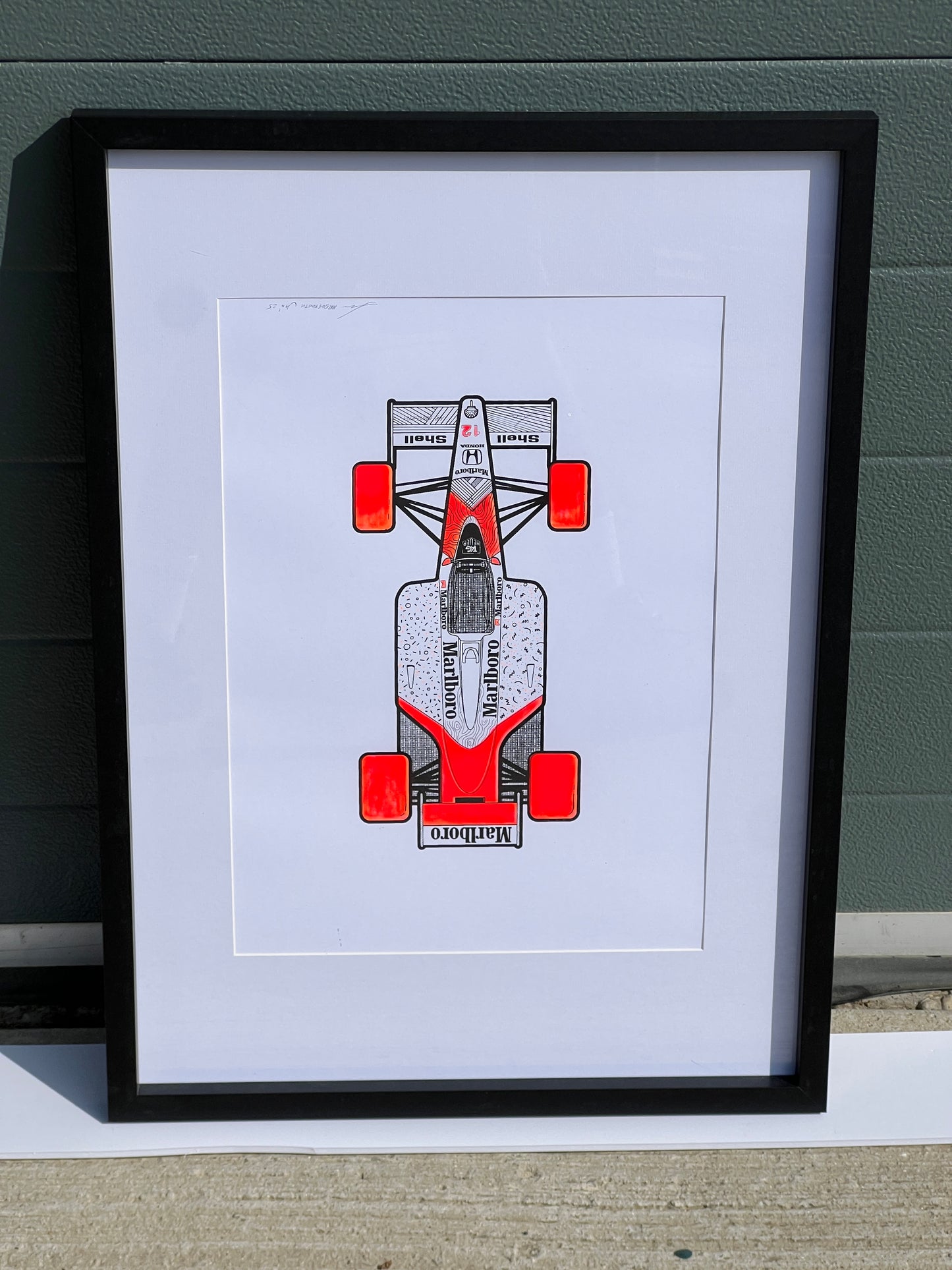 McLaren MP4/4 - Screen Print Fluorescent Red Confetti