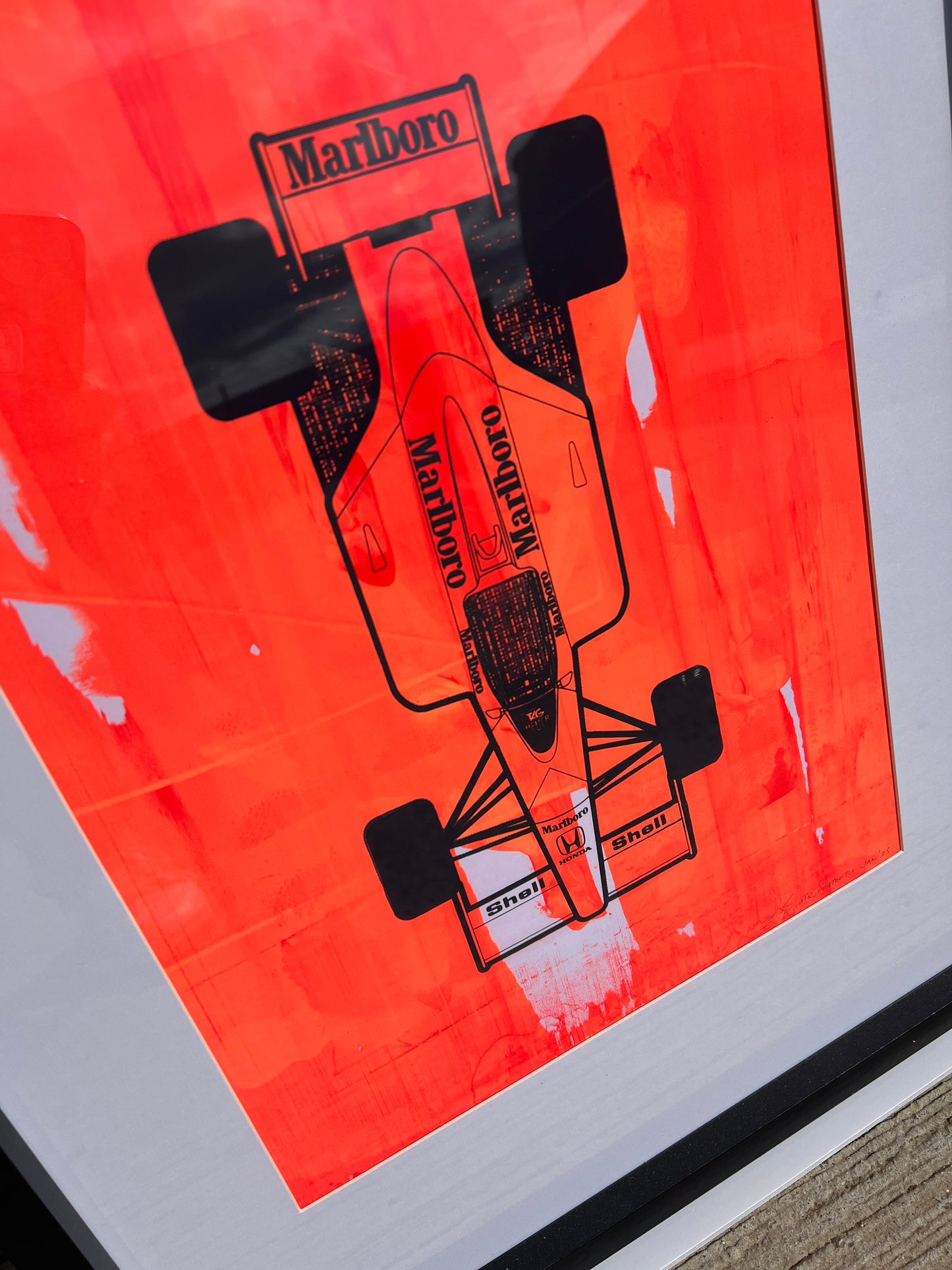 McLaren MP4/4 - Screen Print Fluorescent Red Background