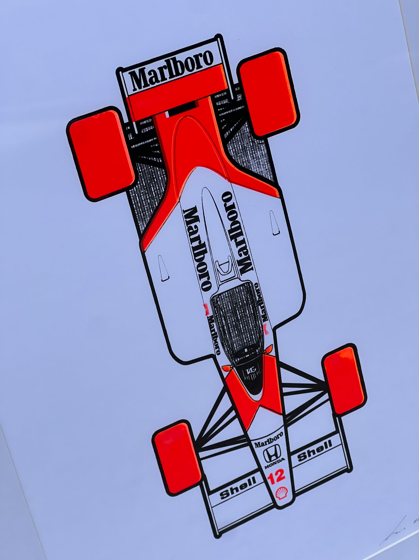 McLaren MP4/4 - Screen Print Clean with Fluorescent Red Tyres 2