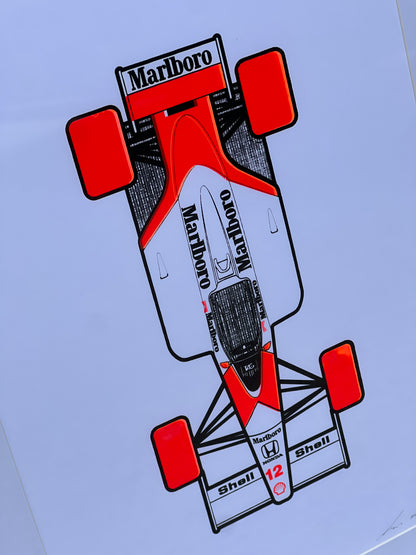 McLaren MP4/4 - Screen Print Clean with Fluorescent Red Tyres 2