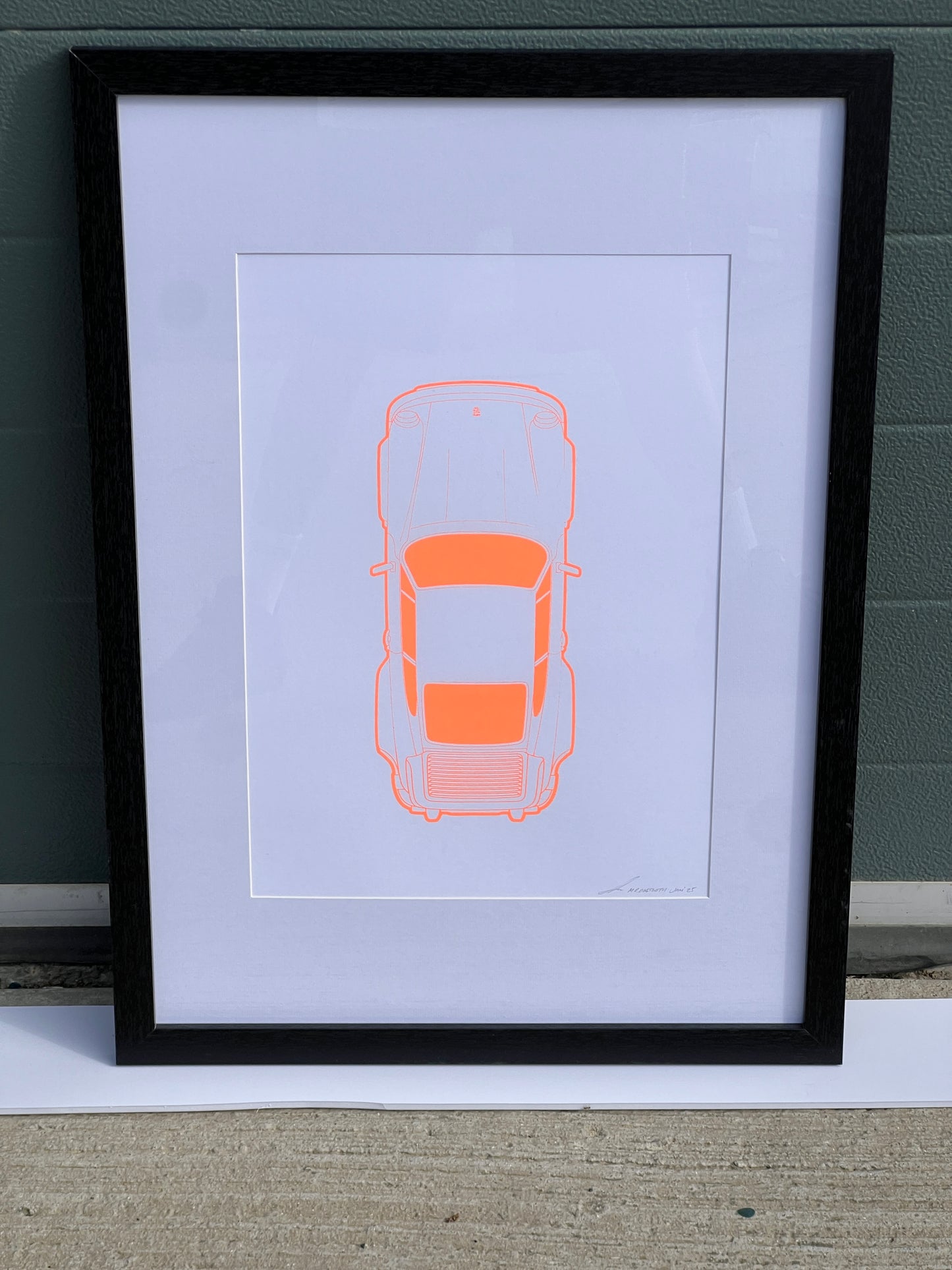 Porsche 911 Turbo - Screen Print Fluorescent Orange Outline