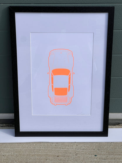Porsche 911 Turbo - Screen Print Fluorescent Orange Outline