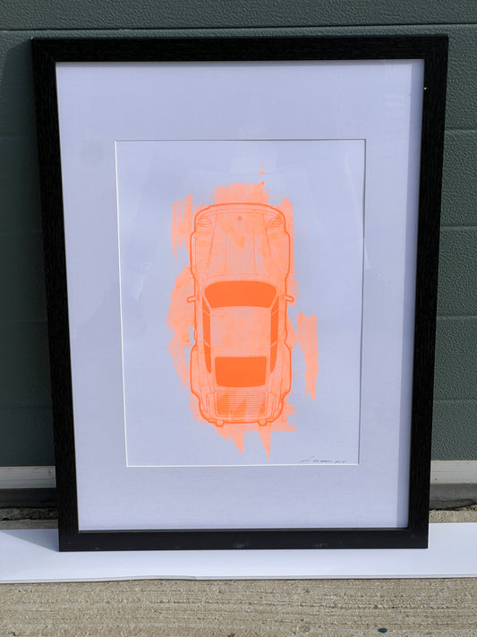 Porsche 911 Turbo - Screen Print Fluorescent Orange Wash