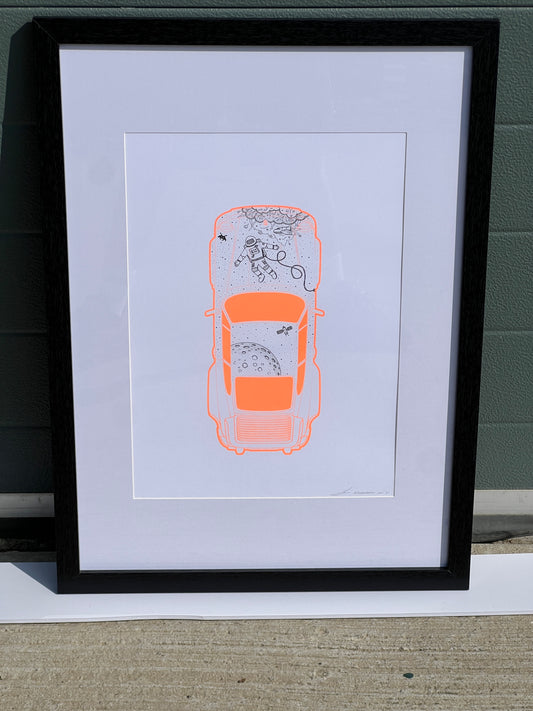 Porsche 911 Turbo - Screen Print Fluorescent Orange with Space Theme