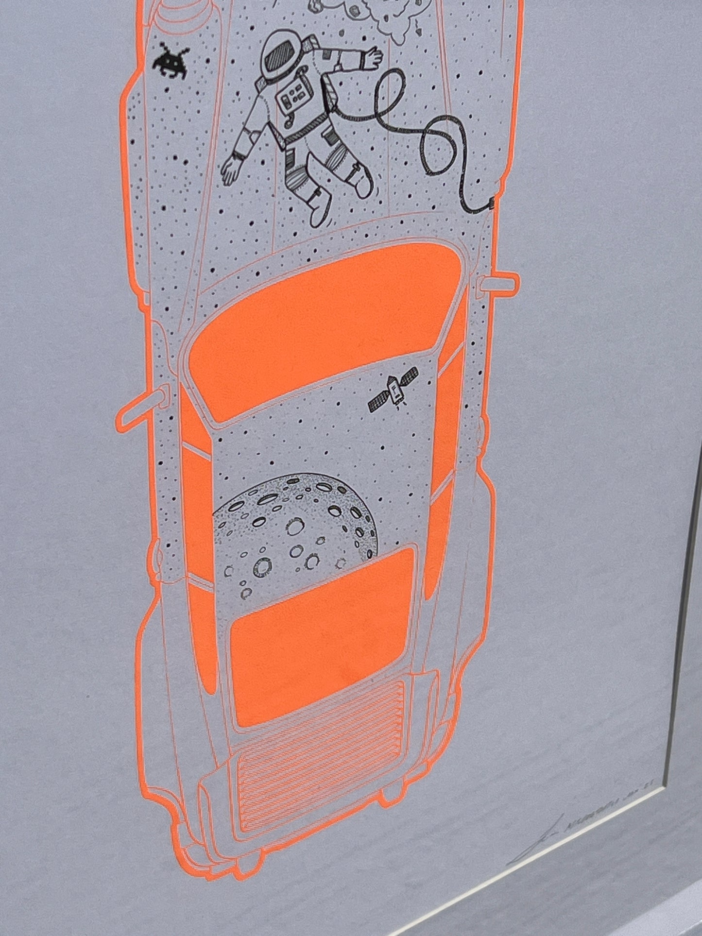 Porsche 911 Turbo - Screen Print Fluorescent Orange with Space Theme