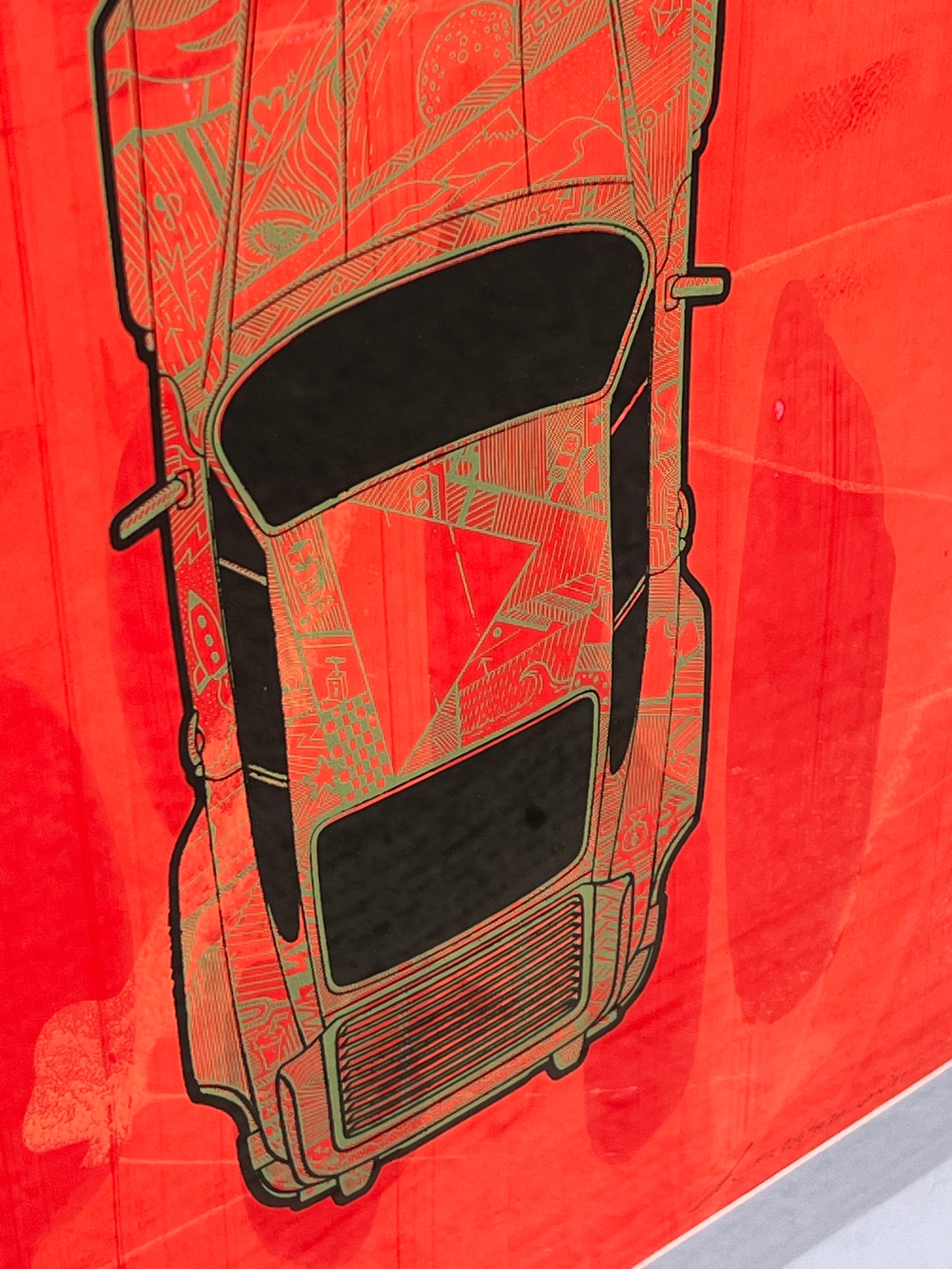 Porsche 911 Turbo - Screen Print on Fluorescent Orange Background