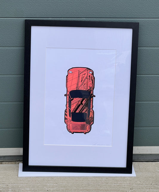 Porsche 911 Turbo - Screen Print Peach with Black Line Art