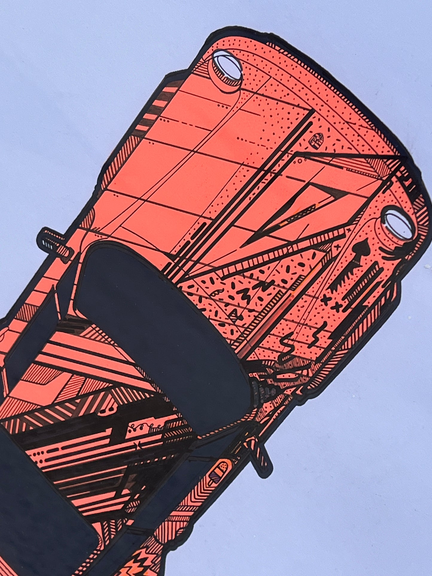 Porsche 911 Turbo - Screen Print Peach with Black Line Art