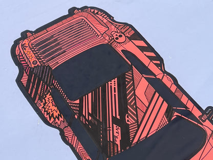 Porsche 911 Turbo - Screen Print Peach with Black Line Art