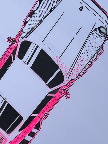 Porsche 911 Turbo - Screen Print Fluorescent Pink Confetti