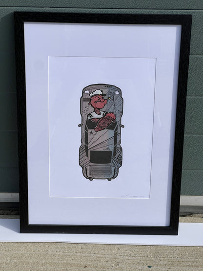 Porsche 911 Turbo - Screen Print Hand-drawn Popeye