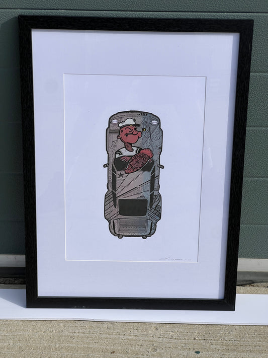Porsche 911 Turbo - Screen Print Hand-drawn Popeye