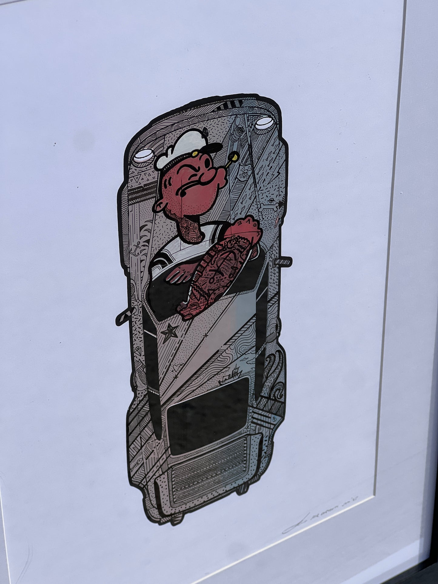 Porsche 911 Turbo - Screen Print Hand-drawn Popeye