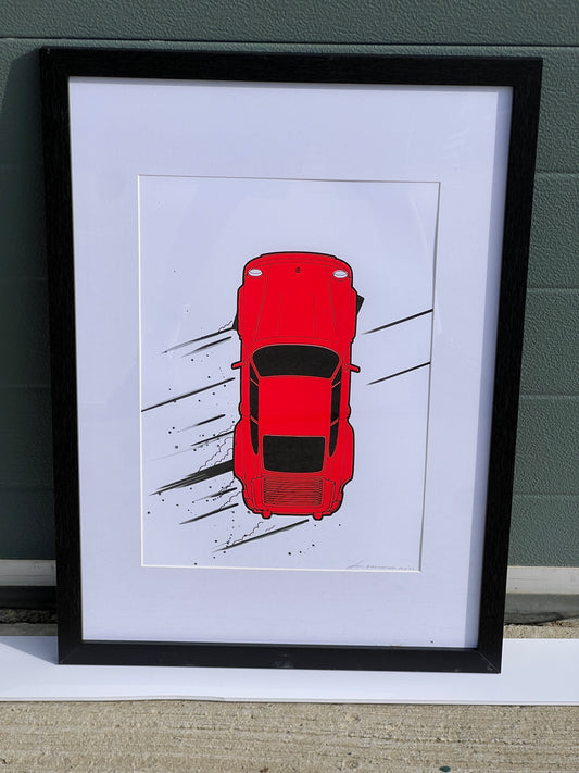 Porsche 911 Turbo - Screen Print Fluorescent Red Drift