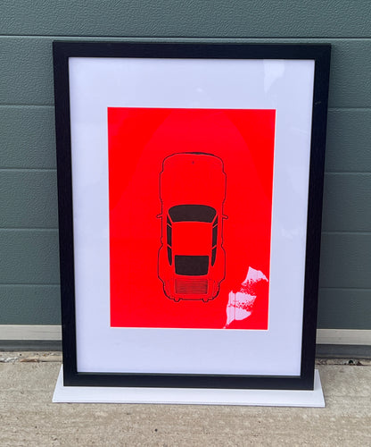 Porsche 911 Turbo - Screen Print Red Flood Black Outline
