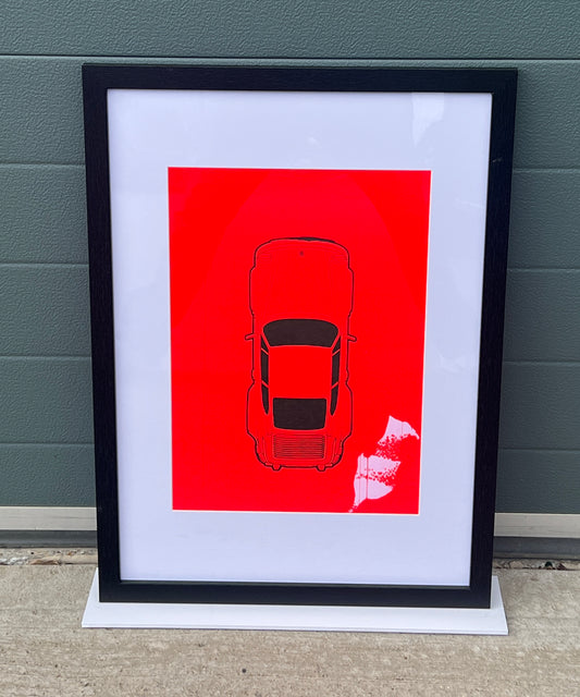 Porsche 911 Turbo - Screen Print Red Flood Black Outline
