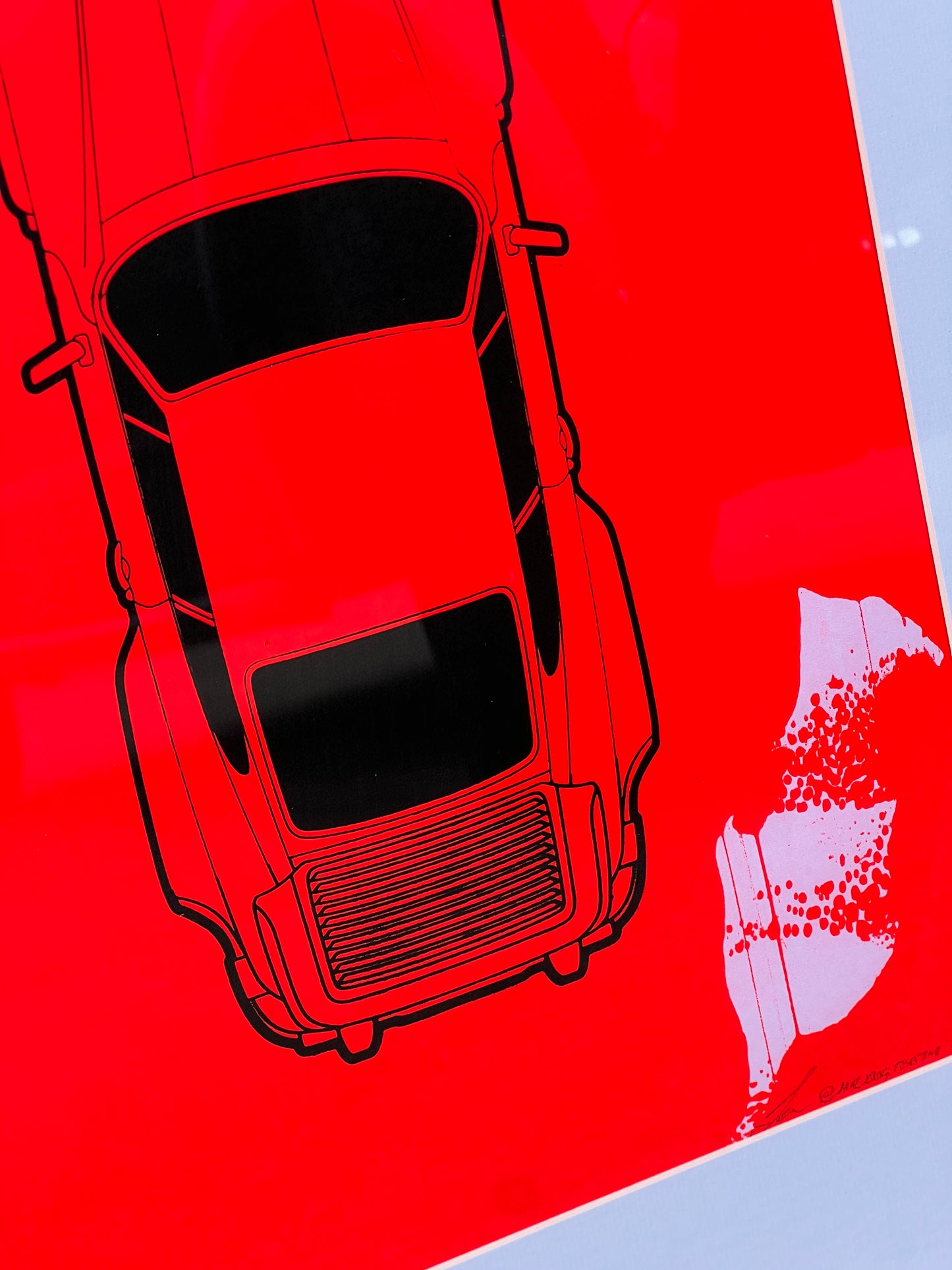 Porsche 911 Turbo - Screen Print Red Flood Black Outline