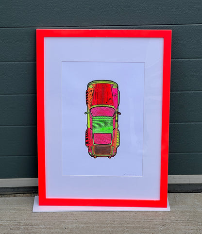 Porsche 911 Turbo - Screen Print Tutti Fruity with Black Line Art
