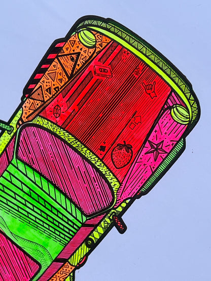 Porsche 911 Turbo - Screen Print Tutti Fruity with Black Line Art