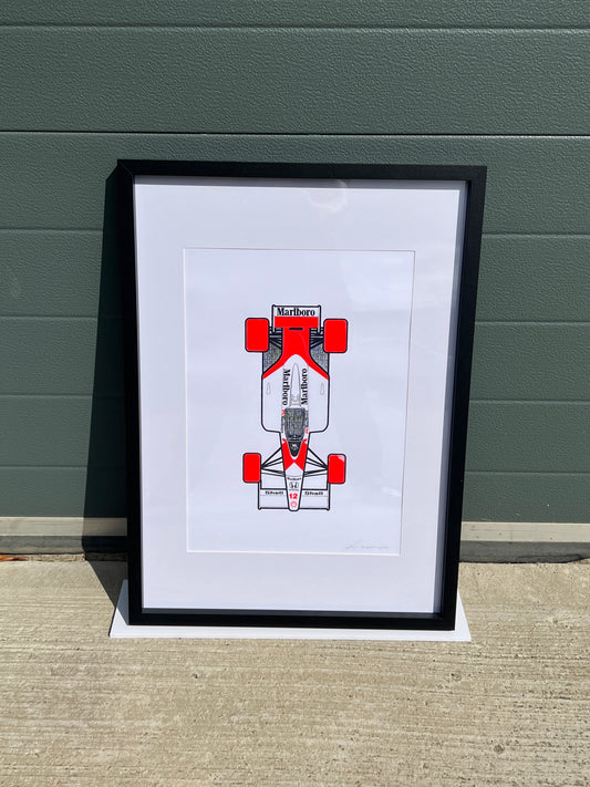 McLaren MP4/4 - Screen Print Clean with Fluorescent Red Tyres