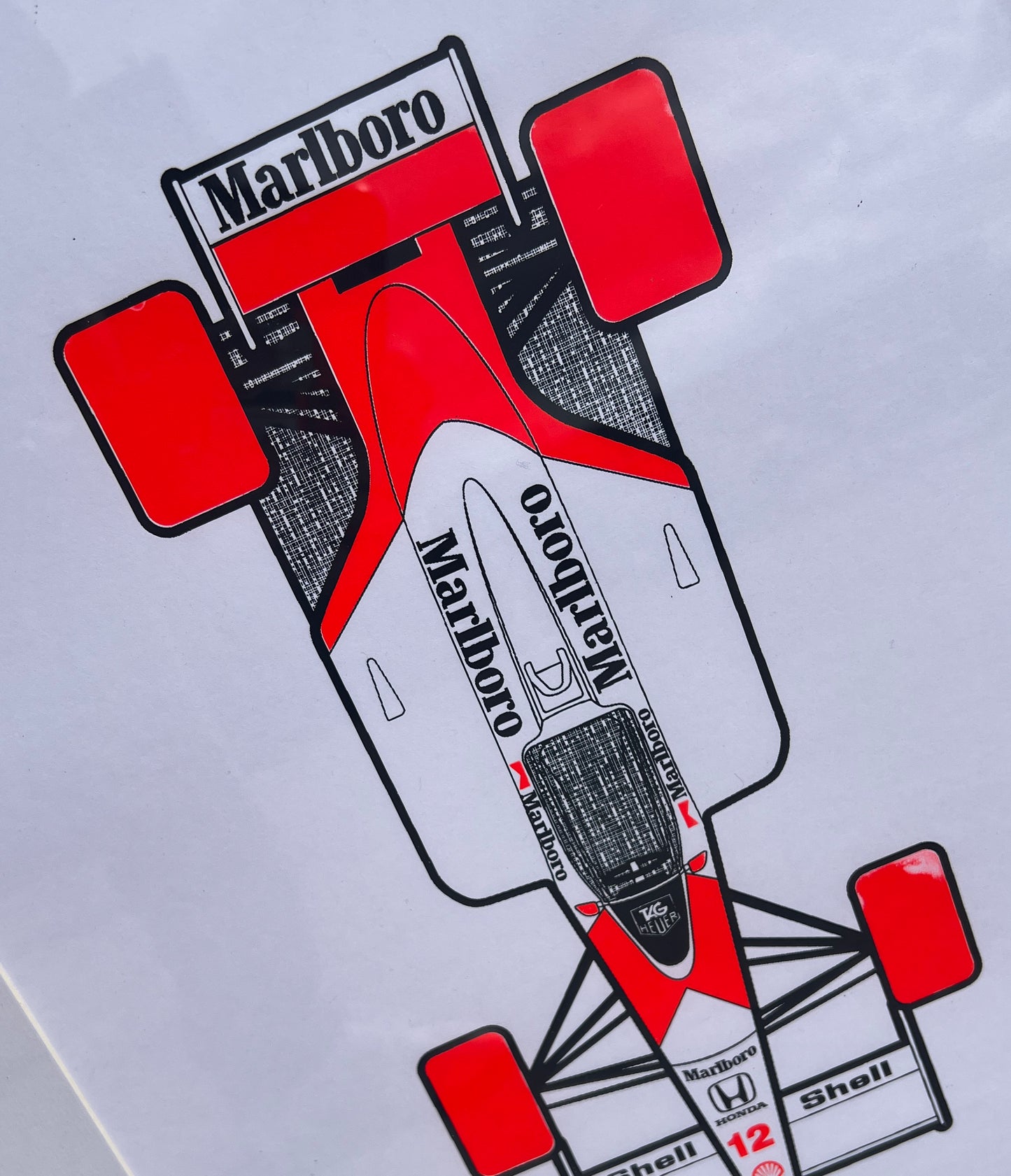 McLaren MP4/4 - Screen Print Clean with Fluorescent Red Tyres